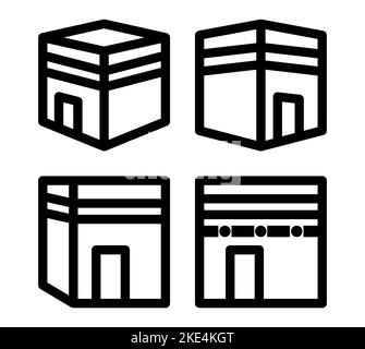 kaaba line icons set. Thin line icons set. Simple vector icons eps10. Stock Vector