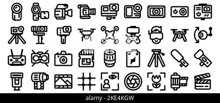 Photo and video line icons set. Air Drone vector line icon. Simple vector icons eps10 Stock Vector
