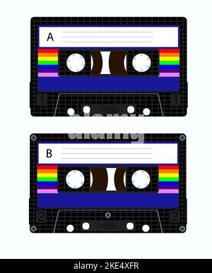 Cassette tape. Retro vintage cassette tape vector illustration on isolated white background. Stock Vector