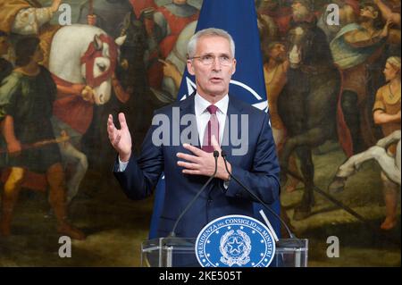 Rome, Italy. 10th Nov, 2022. 10/11/2022 Palazzo Chigi the Prime Minister receives the NATO Secretary General in the photo Jens Stoltenberg Editorial Usage Only Credit: Independent Photo Agency/Alamy Live News Stock Photo