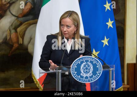 Rome, Italy. 10th Nov, 2022. 11/10/2022 Palazzo Chigi the Prime Minister receives the Secretary General of NATO in the photo Giorgia Meloni Editorial Usage Only Credit: Independent Photo Agency/Alamy Live News Stock Photo