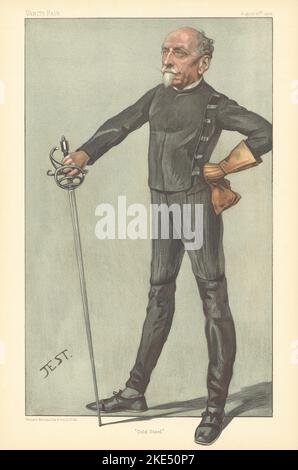 VANITY FAIR SPY CARTOON Captain Alfred Hutton 'Cold Steel'. Fencing 1903 print Stock Photo
