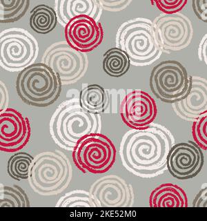 Seamless abstract geometric pattern with hand drawn spirals. Stock Vector