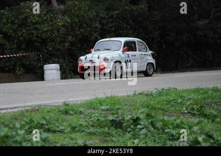 PESARO - ITALY - OTT 09 - 2022 : rally of classic cars fiat 600 ABARTH IN RACE pesaro CUP Stock Photo