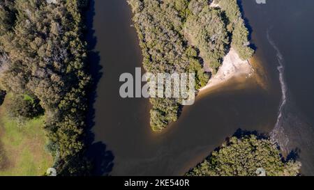 Aerial view of Woronora River surrounded by lush greenery in Sutherland Shire, Sydney, New South Wales, Australia Stock Photo