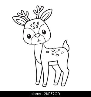 Deer in cartoon style, coloring page, christmas education paper game for  the development of children, kids preschool activity, printable worksheet  Stock Vector Image & Art - Alamy