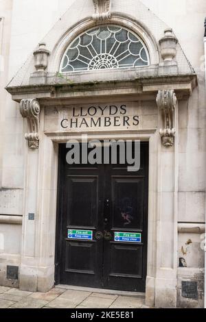 Architectural side door being used as a fire exit emergency door at Lloyds Bank in Norwich Norfolk England Stock Photo