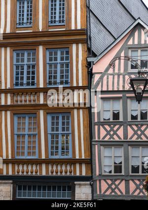 Historical half-timbered houses in the old town of Rouen in Normandy, France. Stock Photo