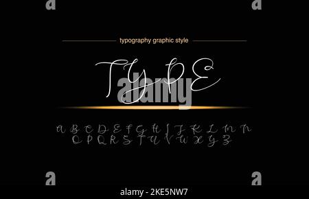 Signature Font Calligraphy Logotype Script Brush Font Type Font lettering handwritten Stock Vector