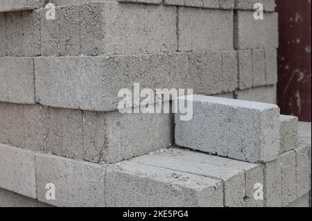 Building material concrete block on the site Stock Photo
