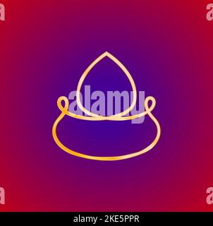 Golden diya icon. Golden diya vector icon on gradient background. Stock Vector