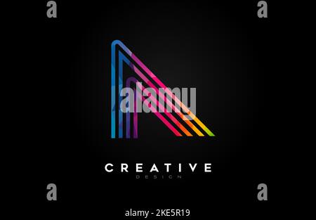 Vibrant Lines Letter A Logo with Lines and Monogram Creative Style Design Vector. Minimalist A Letter Icon Design made of Lines Stock Vector