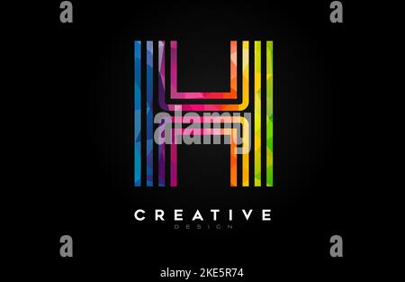 Vibrant Lines Letter H Logo with Lines and Monogram Creative Style Design Vector. Minimalist H Letter Icon Design made of Lines Stock Vector