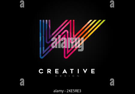 Vibrant Lines Letter W Logo with Lines and Monogram Creative Style Design Vector. Minimalist W Letter Icon Design made of Lines Stock Vector
