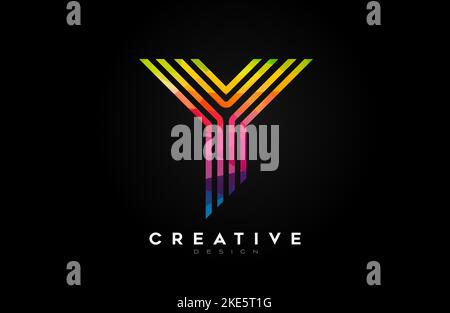 Vibrant Lines Letter Y Logo with Lines and Monogram Creative Style Design Vector. Minimalist Y Letter Icon Design made of Lines Stock Vector