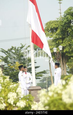 Commemoration Example Madiun, East Java, Indonesia. 10th Nov, 2022. The Pusaka Flag-Raising ...