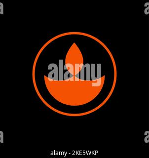 Orange diya with circle icon. diya vector icon. Stock Vector