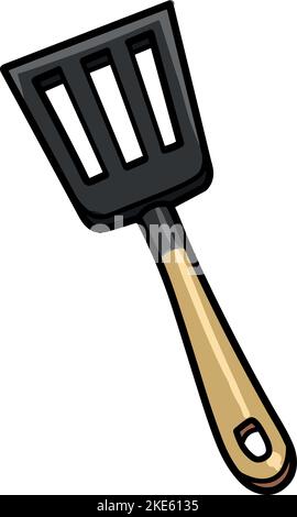 A cartoon-style spatula isolated on a vertical white background. Stock Vector