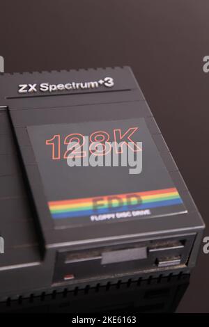 Sinclair Spectrum +3 128k personal computer with floppy disc drive FDD Stock Photo