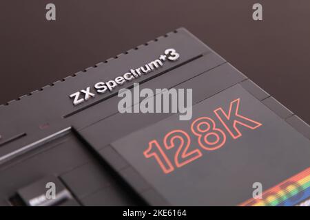 Sinclair Spectrum +3 128k personal computer with floppy disc drive FDD Stock Photo