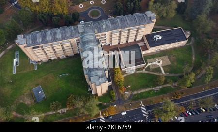 Salsomaggiore terme town oanorama drone view Stock Photo