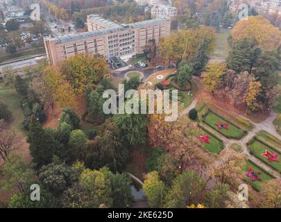 Salsomaggiore terme town oanorama drone view Stock Photo