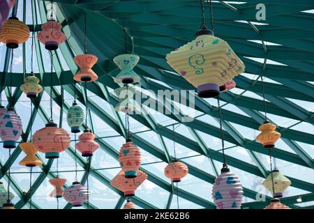 The mad hatter's tea cups in an amusement park ride Stock Photo