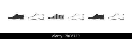Shoes icons. Silhouette of men's shoes. Shoes icons isolated on white background. Vector illustration Stock Vector