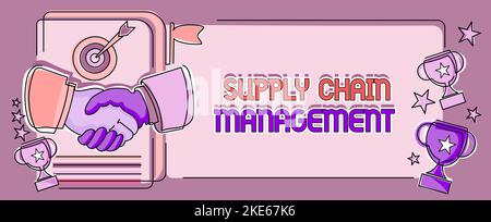 Hand writing sign Supply Chain Management. Business showcase Aspects of modern smart company logistics processes Stock Photo