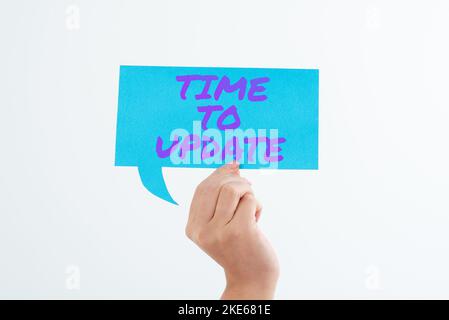 Hand writing sign Time To Update. Word Written on System software update for enhancement or compatibility Stock Photo