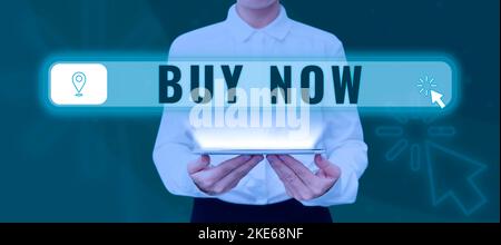 Text caption presenting Buy Now. Concept meaning asking someone to purchase your product Provide good Discount Stock Photo