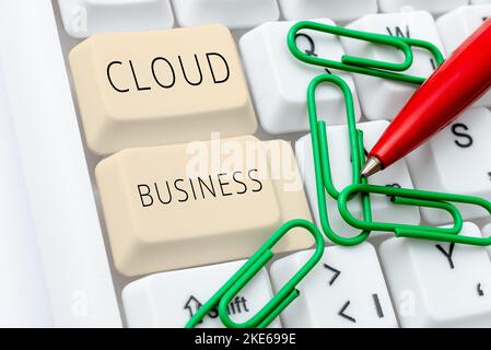 Sign displaying Cloud Business. Business overview internetbased delivery of services made available to users Stock Photo