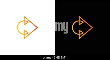 Unique and modern design of the initial letter C play logo Stock Vector