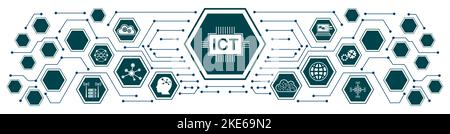 Concept of ict with connected icons Stock Photo