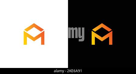 Simple and modern letter M box initial logo design Stock Vector