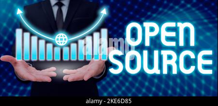 Inspiration showing sign Open Source. Word for contains the source code that can be modified and enhanced Stock Photo