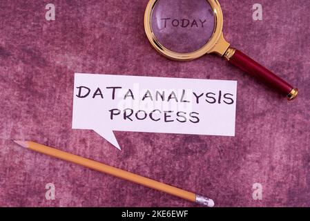 Sign displaying Data Analysis Process. Word for build a dashboard and analyze with graphs and visualization Stock Photo