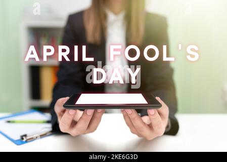 Conceptual display April Fool S Is Day. Conceptual photo Practical jokes humor pranks Celebration funny foolish Stock Photo