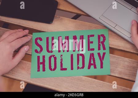 Writing displaying text Summer Holiday. Business idea special period of time in summer for relaxation and fun Stock Photo