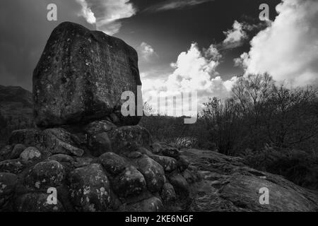 Robert the bruce stone monument in Galloway park on the borderlands of Scotland Stock Photo