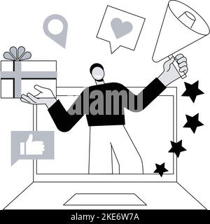 Brand ambassador abstract concept vector illustration. Official brand representative, trademark ambassador, marketing strategy, media figure, public relation persona, influencer abstract metaphor. Stock Vector