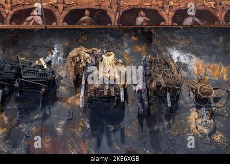 October 12, 2022. Anselm Kiefer's painting series titled These Writings, When Burned, Will Finally Cast a Little Light exibited at Palazzo Ducale in V Stock Photo