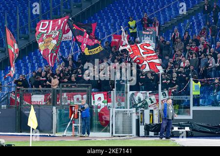 Rome, Italy. 10th Nov, 2022. Supporters of AC Monza during the Serie A match between Lazio and Monza at Stadio Olimpico, Rome, Italy on 10 November 2022. Credit: Giuseppe Maffia/Alamy Live News Stock Photo