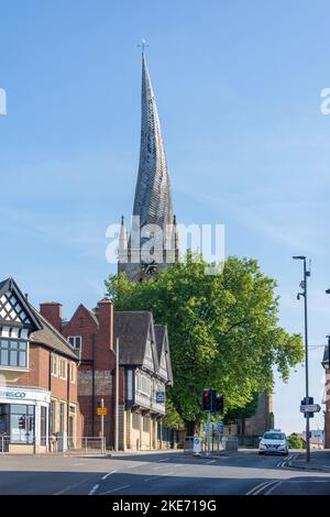 Church of Our Lady and All Saints from St Mary's Gate, Chesterfield, Derbyshire, England, United Kingdom Stock Photo