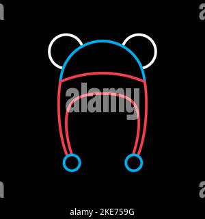 Baby hat with ears isolated vector on black background icon. Graph symbol for children and newborn babies web site and apps design, logo, app, UI Stock Vector