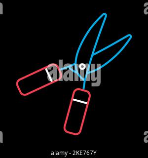 Garden shears vector on black background icon, hedge shears sign. Graph symbol for agriculture, garden and plants web site and apps design, logo, app, Stock Vector