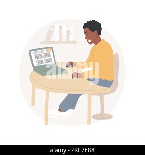 College preparatory test isolated cartoon vector illustration. College preparation, testing online, standardized annual examination, teenager writing test with timer on computer vector cartoon. Stock Vector