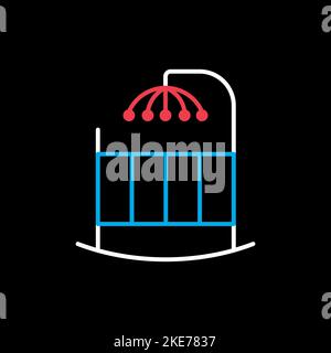 Baby cradle bed with hanging toys vector on black background icon. Graph symbol for children and newborn babies web site and apps design, logo, app, U Stock Vector