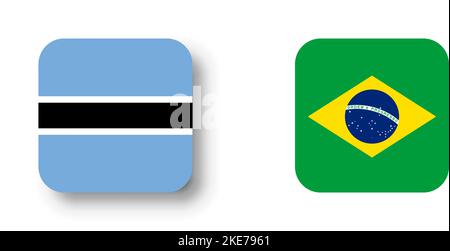 Botswana flag - flat vector square with rounded corners and dropped shadow. Stock Vector