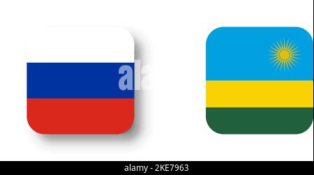 Russia flag - flat vector square with rounded corners and dropped shadow. Stock Vector